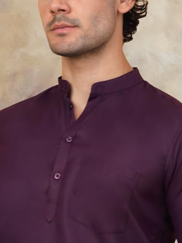 Image of Jompers Men's Cotton Regular Fit Solid Short Kurta