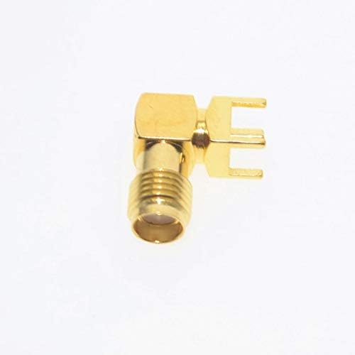 Stayhome 10PCS Gold RP-SMA-KWE Adapter PCB Mount RP-SMA Male Pin Jack Right Angle Coaxial RF SMA Connector