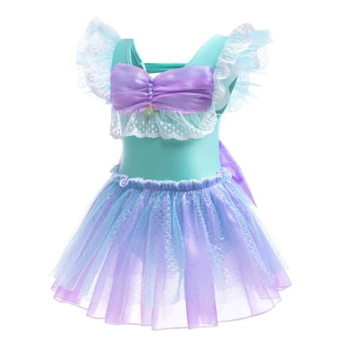 Dressy Daisy Mermaid Bathing Suit for Girls Toddler Princess Swimsuit One Piece Shiny Tulle Pool Party, Sizes 2T - 103