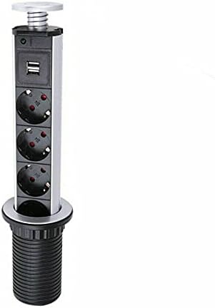 1 PC Pull Up Socket with Twin Fit for 3-Gang Kitchen Worktop Office Desk USB Charger Universal Electric Plug Adapter Sockets