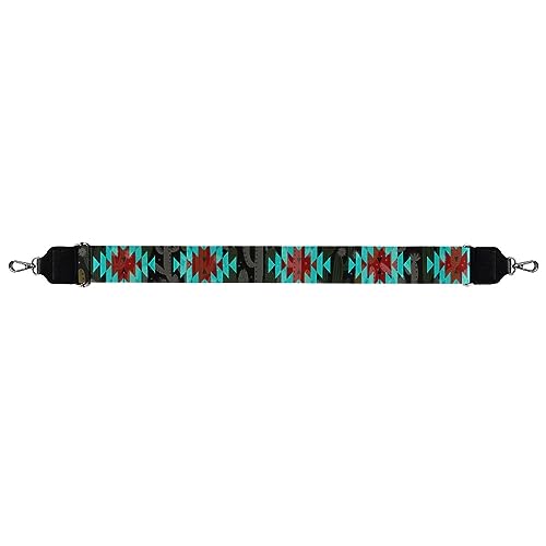 Image of Wide Bag Straps Replacement Crossbody Green Aztec Guitar Straps for Handbags /Purses /Messenger /Duffel Bags Backpack Straps Replacement Adjustable Length from 30 inch to 50.3 inch