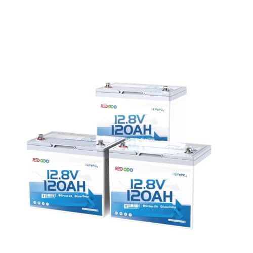 Image of Redodo 12V 120Ah LiFePO4 Battery Group24 Lithium Battery Bluetooth 3 Pack