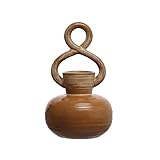 Bloomingville Round Decorative Stoneware Vase with Twisted Handle and Reactive Glaze, Brown