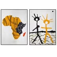 Art mural africain moderne pour salon bohème - Duo de toiles abstraites 30x45cm encadrées