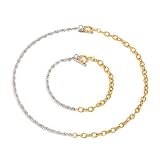 Set di collana e bracciale con catena in acciaio inossidabile, oro e argento, for gioielli di lusso unisex, 1 pezzo(JDN2409043-PS-2)