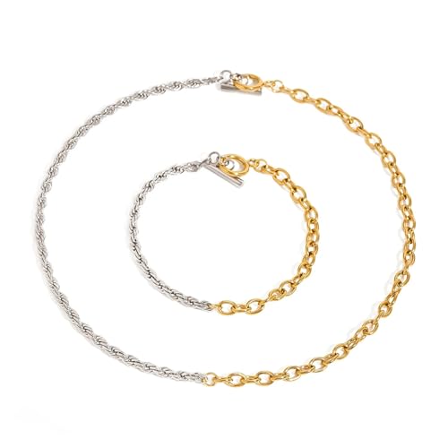 Bijoux de luxe unisexes en acier, ensemble collier et bracelet tendance pour rehausser vos looks