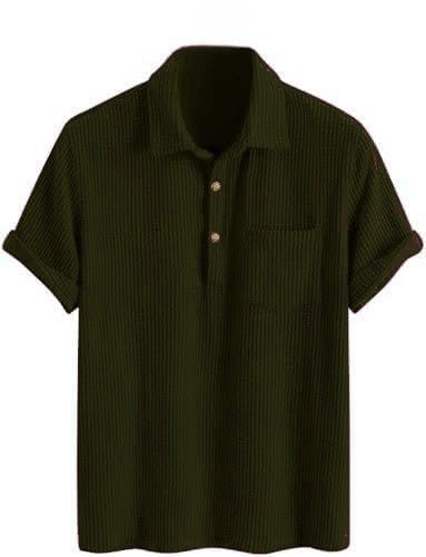 Image of ColorChakra Mens Waffle Knit Polo Tshirt Collar Knitted Shirt for Men M to 3XL