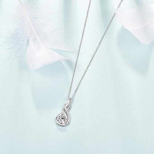 KINGWHYTE Infinity Necklace 925 Sterling Silver Cubic Zirconia Necklaces for Women Birthstone Pendant Necklace Birthday Anniversary Infinity Gifts for Women2