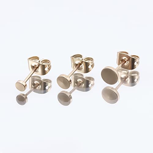 Titanium Women Earrings 14K Gold Plated Tiny Dot Disc Girl Men Ear Studs Rose Gold Stud Earrings For Sensitive Ears Valentine’s Day Birthday Gift #TOP2