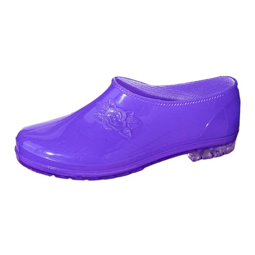 Botas de lluvia cortas para mujer, botas de goma antideslizantes resistentes a la abrasión,Botines de lluvia aislantes de suela suave, botas cortas de goma resistentes al agua, zapatos de goma cómodos