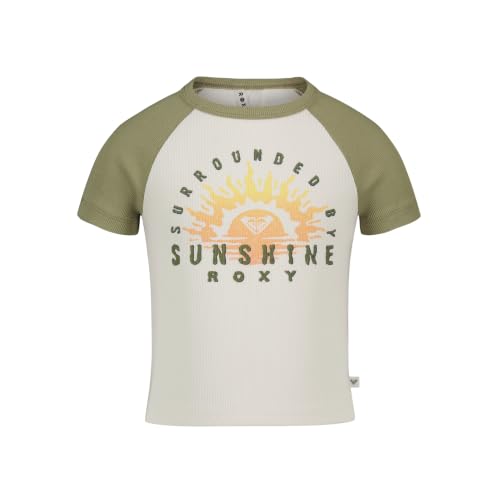 Image of Roxy Girls' Short Sleeve Snug Fit Ribbed Tee, Crew Neck Graphic T-Shirt, Soft & Comfortable