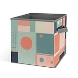 Colorful Square Shapes Storage Bins Foldable Closet Organizers with Reinforced Handle 10.6 Inch Cube Storage Bins for Clothing, Blanket, Pillows and Toys