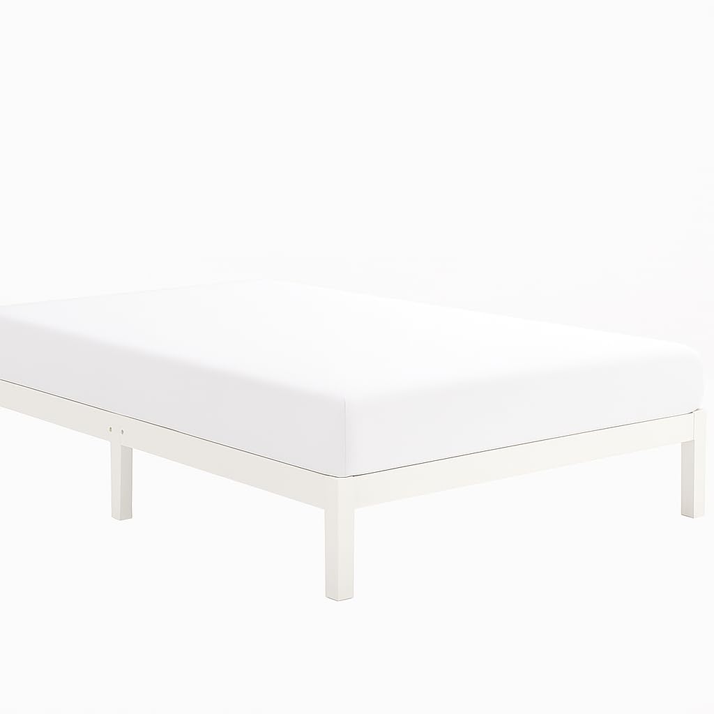 AIMANE Fitted Sheet Easy Care Wrinkle Resistant King (150 × 200 cm) White Ultra Soft Luxury Microfiber