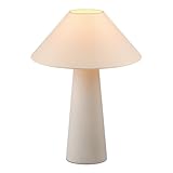 GLOBE Novogratz x 18' Ceramic Table Lamp, Matte Cream, Off-White Tapered Fabric Shade, in-Line Rocker Switch, 5 Ft. Clear Cord, Home Office, Desk, Living Room