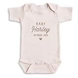 Embroidered Custom Name Baby Bodysuit, Personalized Baby Name, Pregnancy Announcement to Grandparents