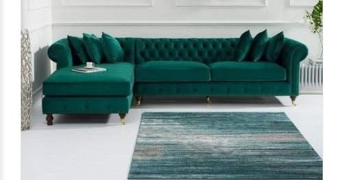 Image of Legit Tufted Quilted Five (3+2) Seater Elegant Wooden Base Sofa in Wide Extravagant Fabric, Gives Luxurious Look for Home /Living Room /Office /Guest Room /Hotels