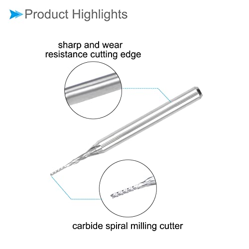 Image of Carbide End Mill Engraving Milling Bits, 0.6mm Bit Dia. 1 /8 inch Shank, CNC Cutting Router Bits Tool - (Applications: for PCB Machine), 10-Pieces