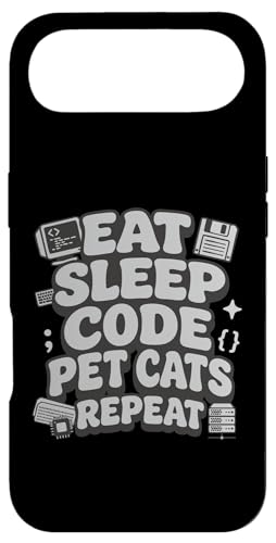 Eat Sleep Code Pet Cats Repeat Funny Programmer Cat Lover �X�}�z�P�[�X iPhone Air �p