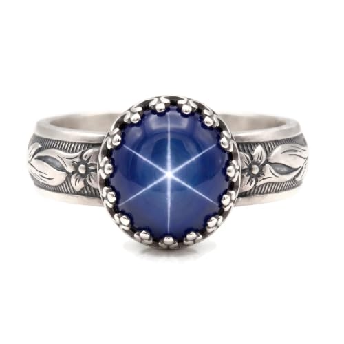 10mm Blue Star Sapphire Sterling Silver...