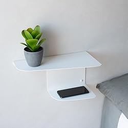 Cajones Flotantes Ikea MILUKA Set 2 Mesitas Noche Blancas 40 x 20 cm | Mesitas de Noche Colgantes para Dormitorio | Mesita de Noche Blanca Ideal como Estantería Pared o Mueble Recibidor para Decoracion Hogar (2, Blanco)