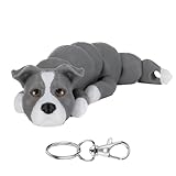 3D Printed Pitbull Dog Keychain - 3D Printed Articulating Fidget Keychain - Cute Dog Gift - Metal Lobster Clasp (Grey)