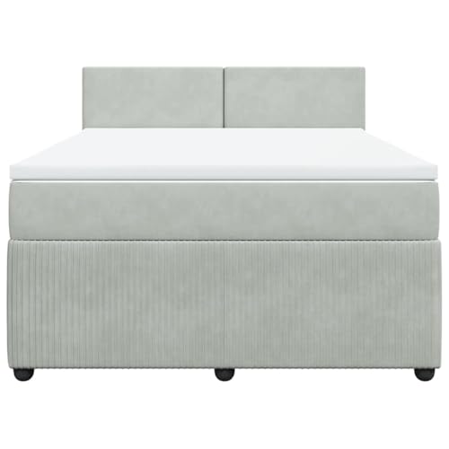 lattenroste kopfteil Bett metallbett betten, bettrahmen Boxspringbett mit Matratze Blau 200x200 cm StoffGeeignet für Schlafzimmer – Bild 5