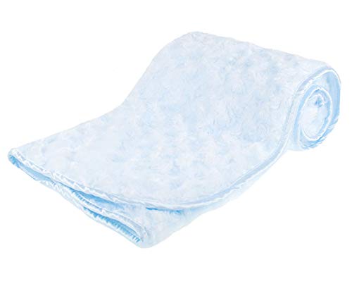 Soft Touch Baby Boys Girls Rosebud Fleece Blanket Wrap Shawl Satin Trim & Fleece Back FBP66 (Sky Blue), 75 x 100 Cm - Image 2
