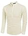 COOFANDY Men's Cotton Linen Henley T-Shirts Long Sleeve Hippie Casual Beach T-Shirts Beige