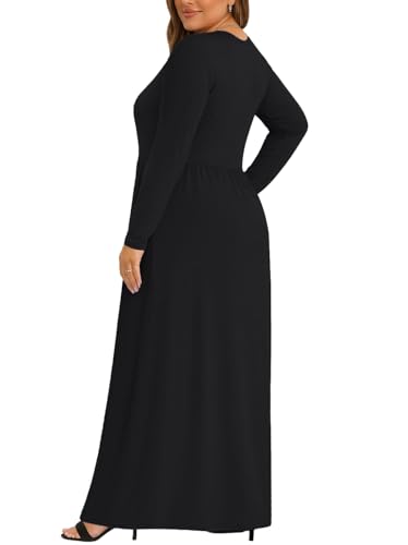 OLRIK Womens Plus Size Maxi Dresses for Curvy Women Fall 2025 Casual Long Sleeve Long Dress with Pockets 1X-5X2
