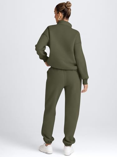 Image of AUTOMET Women's Sweatsuits 2 Piece Outfits Lounge Sets | Cozy Airport Outfits,Casual Sweat Sets for Fall and Winter,Half Zip Pullover and Baggy Sweatpants with Pockets