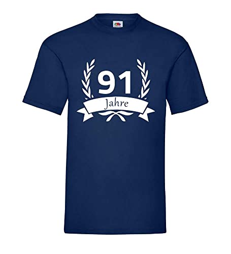 T-shirt homme couronne de laurier 91 ans bleu marine XXXL au tissu premium durable