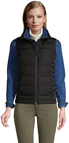 Lands' End Womens Puffer Down Vest Black Petite Medium