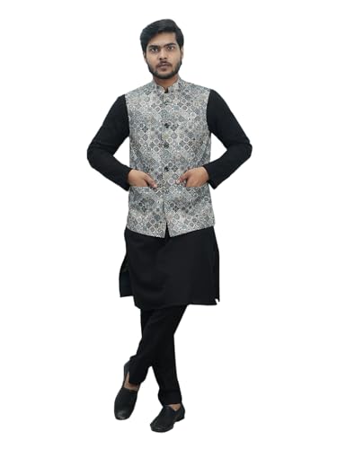 Veste Nehru homme en coton noir idéale pour vos soirées chics en taille M
