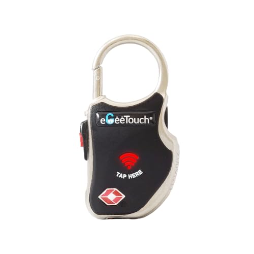 eGeeTouch Smart Travel Padlock with Patented Dual Access Technologies (NFC + BT), Vicinity Tracking, etc. (BLACK)