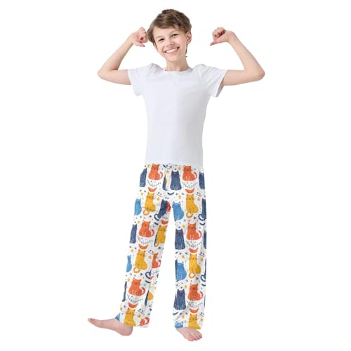Spots Cats Pajamas Bottoms with Pockets Comfy Pjs Sleepwear Elastic Waistband Pajamas Pants Lounge Pants for 6-14 Years2