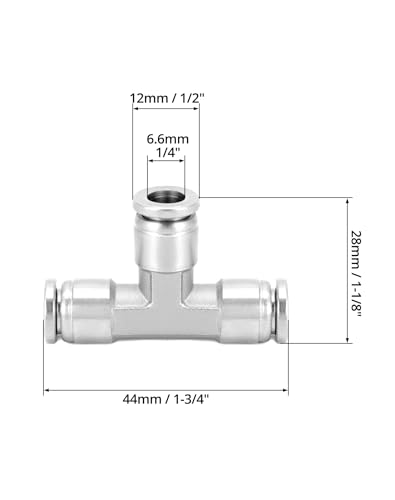 Conector de 3 vías de empuje para conectar QWORK de 1/4 de acero inoxidable para aire 7