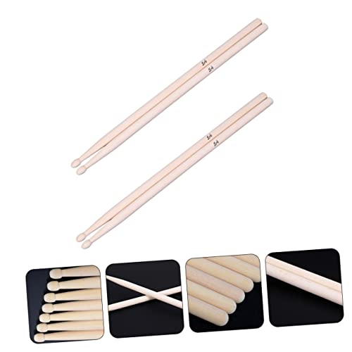 Baquetas de madera para batería 2 pares beige 41 cm miniatura 2