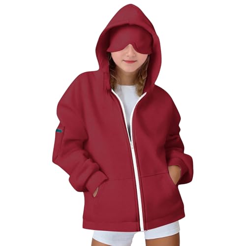 Comfort Hoodie Airplane Mode Travel Hoodie with Eye Mask Wearable Blanket Hoodies for Teen Girls Boys Zip Sweatshirts2