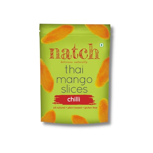 Image of Natch Dried Thai Mango Slices, 100% All Natural, Vegan, Gluten Free, No Artificial Preservatives, Trans Fat Free, Rich in Antioxidants, Chilli Flavour, 150gm each (Pack of 1)