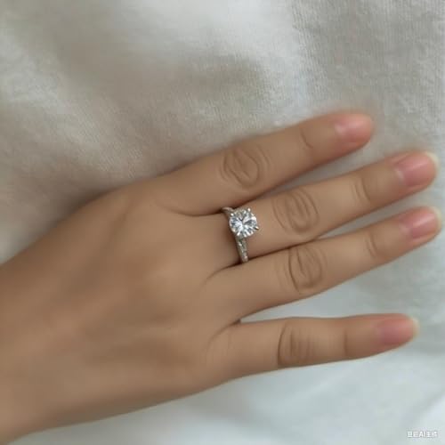 1-3 Carat Round Cut Moissanite Engagement Rings for Women Moissanite Rings Customizable 10K Gold/14K Gold/18K Gold/925 Sterling Silver Promise Rings for Her Free Engraving3