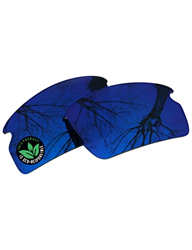 Image of Raydi Polycarbonate Replacement Lenses & Rubber Kits for Oakley Flak 2.0 S OO9511 Rectangular Sunglasses - Trail Blue Mirror - Polarized