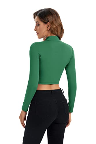 Image of Womens Long Sleeve Crop Tops Lightweight Mock Neck Base Layer Shirts