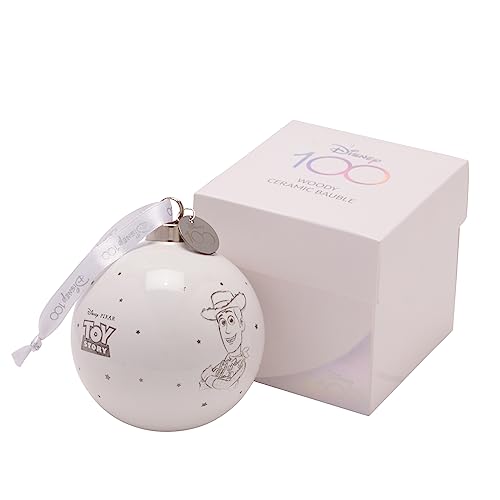 Disney 100 Bauble - Woody - Ceramic Christmas Decoration in White Box