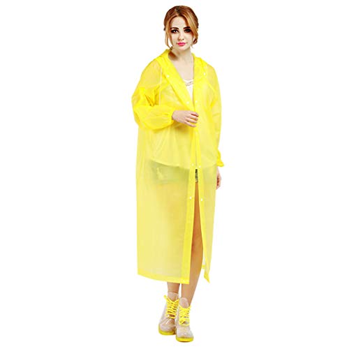 Preisvergleich Produktbild Luccase Regenbekleidung Einheitsgröße Regenmantel PEVA Material Faltbar Environmental Protection Lightweight Reise Raincoat für Erwachsene (Gelb)