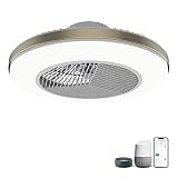 JHHF Deckenventilator mit Beleuchtung, dimmbare Lüfterbeleuchtung mit Fernbedienung, geschlossener , halbbündige Montage, 2,4-GHz-WLAN, Bluetooth und App-gesteuert,Gold