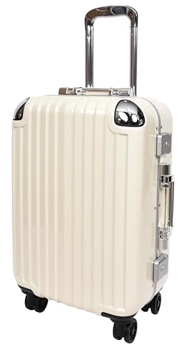 Valise rigide roulettes pivotantes cabine A1 FASHION GOODS beige avec serrure TSA sécurisée