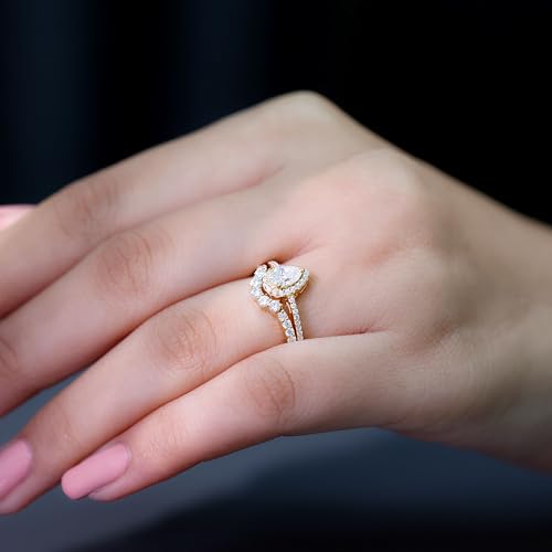 Certified Moissanite 4X6 Pear Shaped Engagement Ring With Enhancer, D-Vs1 Quality, Moissanite Bridal Ring Set4