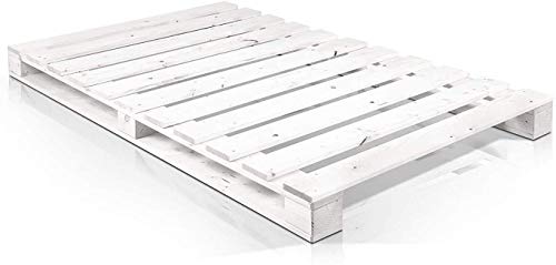 Somier & Cama de palets Individual de 105 cm- Somieres de pallets juveniles para colchones de 105 x 170 & 180 & 190 & 200 & 210 & 220 blanca y Cabecero & Cabezales de 1.05