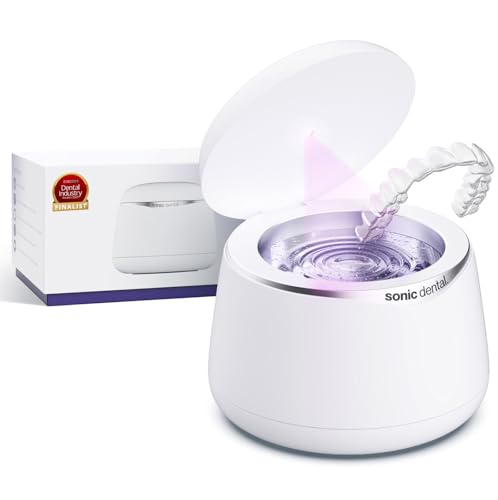 Sonic Pro   Cápsula de limpieza dental, máquina limpiadora ultrasónica de retención de 43 kHz para dentaduras postizas, protectores bucales, aparatos ortopédicos, cabezales de cepillo de dientes,