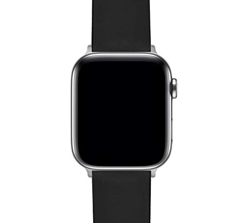 Image of BARTON WATCH BANDS- Black Leather and Rubber Hybrid - Choose Color & Size - Compatible with All Apple Watches (Ultra, SE, 8, 7, 6, 5, 4, 3, 2, 1) - 38mm, 40mm, 41mm, 42mm, 44mm, 45mm, 49mm